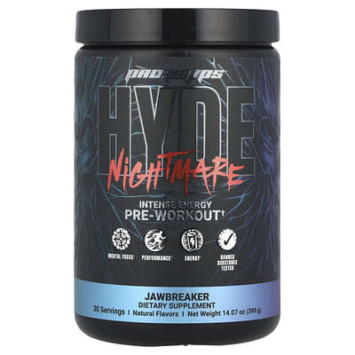 HYDE® Nightmare, предтренировочная добавка Intense Energy, Jawbreaker, 14.07 oz (399 g)