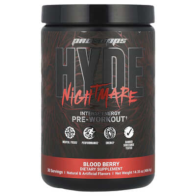 Предтренировочный комплекс HYDE® Nightmare Intense Energy Blood Berry, 14.35 oz (406.8 g)