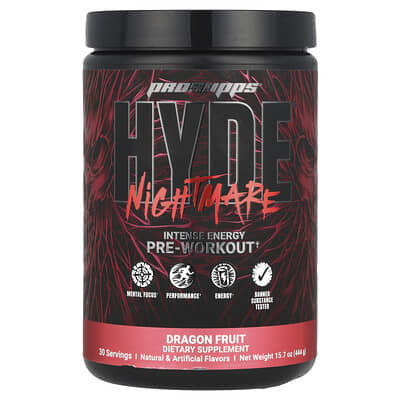 HYDE® Nightmare, предтренировочный комплекс Intense Energy, драгонфрут, 15.7 oz (444 g)