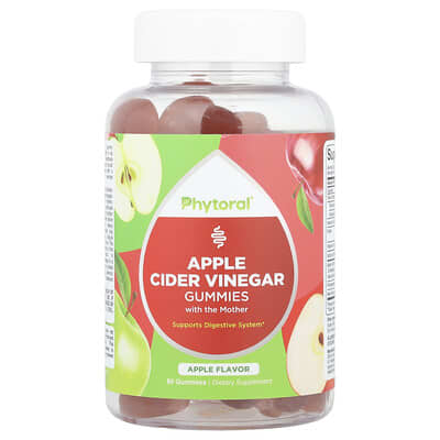 Желейные витамины Phytoral Apple Cider Vinegar With The Mother, Apple, 60 шт.