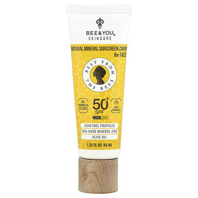 Солнцезащитный крем Bee & You Natural Mineral, For Face, 50+ SPF, 1.35 fl oz (40 ml)