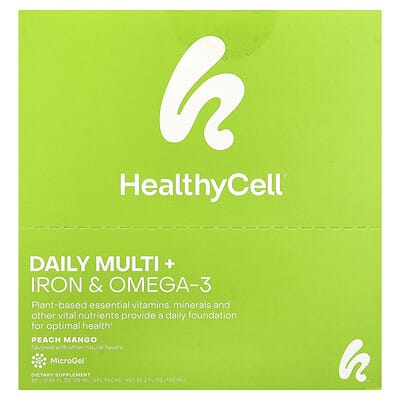Daily Multi + Iron & Omega-3, Peach Mango, 30 Gel Packs, 0.84 fl oz (25 ml) Each