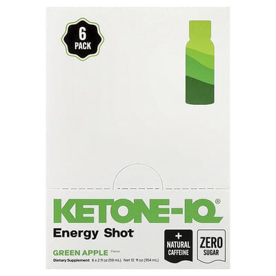 Энергетический напиток Green Apple, 6 бутылок, 2 fl oz (59 ml) каждая