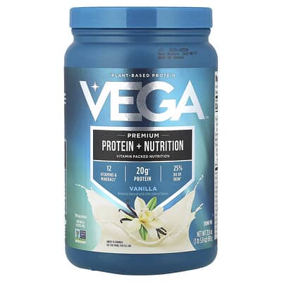 Растительный протеин Vega Premium Protein + Nutrition, Vanilla, 1 lb 5.9 oz (619 g)