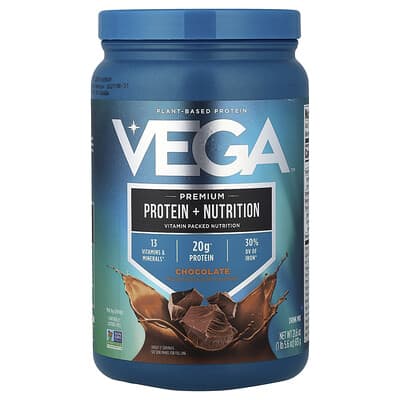 Растительный протеин Vega Premium Protein + Nutrition, шоколад, 1 lb 5.6 oz (613 g)