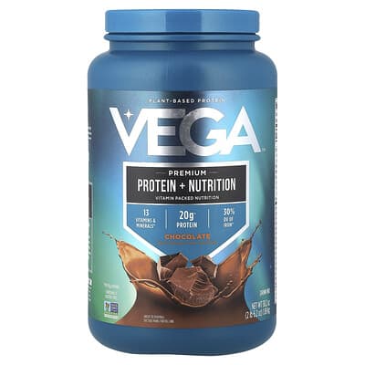 Растительный протеин Vega Premium Protein + Nutrition, шоколад, 2 lb 6.2 oz (1.08 kg)