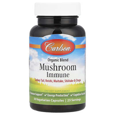 Carlson Organic Blend Mushroom Immune, 50 вегетарианских капсул