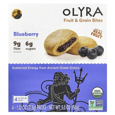 Olyra Fruit & Grain Bites, черника, 4 упаковки по 1.32 oz (37.5 g)