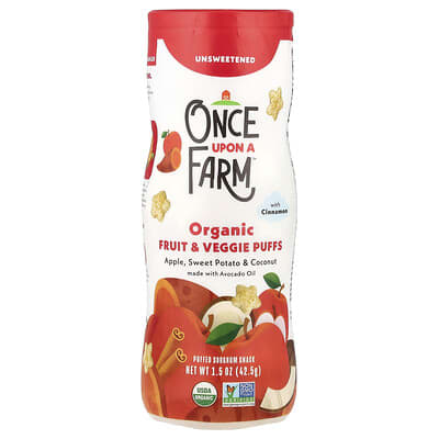 Organic Fruit & Veggie Puffs, Crawler, Apple, Sweet Potato & Coconut with Cinnamon, Unsweetened, 1.5 oz (42.5 g)