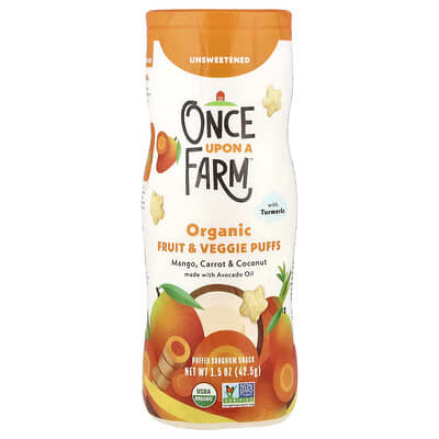 Once Upon A Farm органические фруктовые и овощные пастилки, Mango, Carrot & Coconut с куркумой, без сахара, 1.5 oz (42.5 g)