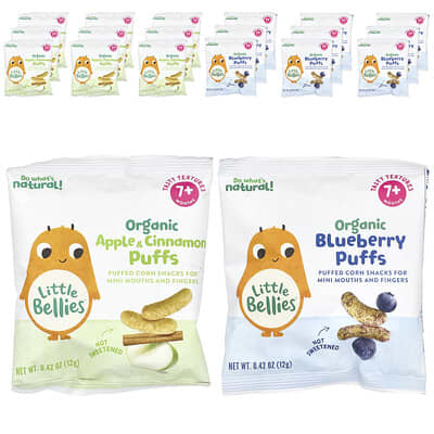 Organic Puffs Variety Pack, 7+ Months, 18 Packs, 0.42 oz (12 g) Each