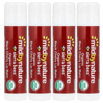 Sierra Bees™, Organic Lip Balms, Black Cherry, 4 Pack, 0.15 oz (4.25 g) Each