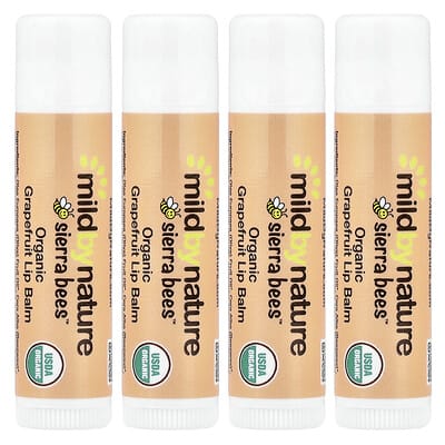 Sierra Bees™, Organic Lip Balms, Grapefruit, 4 Pack, 0.15 oz (4.25 g) Each