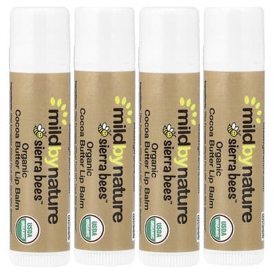 Sierra Bees™, Organic Lip Balms, Cocoa Butter, 4 Pack, 0.15 oz (4.25 g) Each