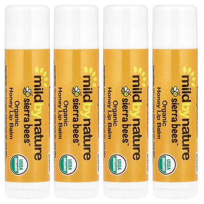 Sierra Bees™, Organic Lip Balms, Honey, 4 Pack, 0.15 oz (4.25 g) Each