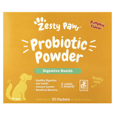 Пробиотический порошок Zesty Paws Pumpkin для собак, 30 пакетиков, 2.1 oz (60 g)