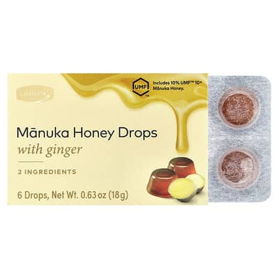 Manuka Honey Drops with Ginger, 6 Drops, 0.63 oz (18 g)
