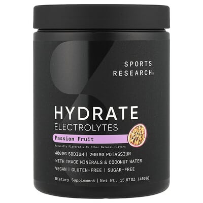 Hydrate Electrolytes, Passion Fruit, 15.87 oz (450 g)