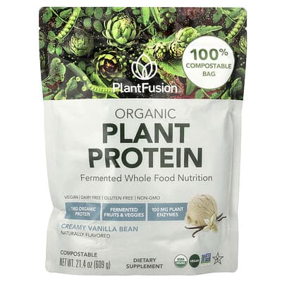 Organic Plant Protein, Creamy Vanilla Bean, 21.4 oz (609 g)