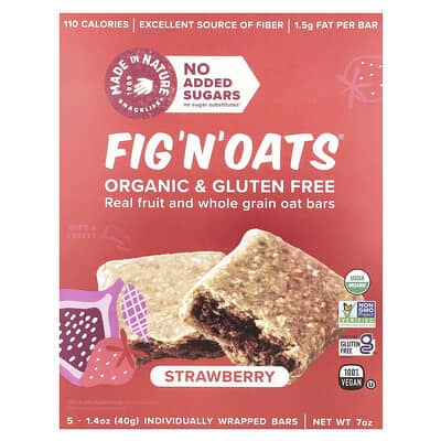Fig 'N' Oats®, Strawberry, 5 Individually Wrapped Bars, 1.4 oz (40 g) Each