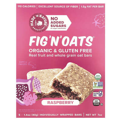 Fig 'N' Oats®, Raspberry, 5 Individually Wrapped Bars, 1.4 oz (40 g) Each