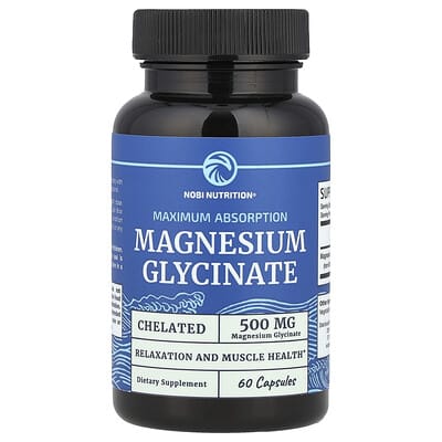 Magnesium Glycinate, Maximum Absorption, Chelated, 60 Capsules (250 mg per Capsule)