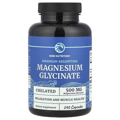 Magnesium Glycinate, Maximum Absorption, Chelated, 240 Capsules (250 mg per Capsule)