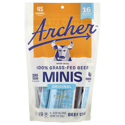 Мясные палочки Country Archer Jerky Beef Sticks Minis Original 16 Sticks 0.5 oz (14 g) Each