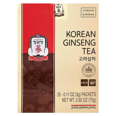 Korean Ginseng Tea, 25 Packets, 0.11 oz (3 g) Each