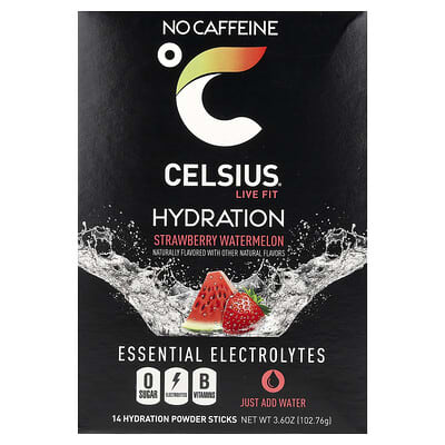 Электролиты Celsius Live Fit, вкус клубники-арбуза, 14 стиков