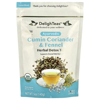 Herbal Detox Tea, Cumin Coriander & Fennel (CCF), Loose Blend, Caffeine Free, 5 oz (140 g)