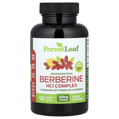 Комплекс Berberine HCl с корицей, горьким огурцом и гимнемой, 90 вегетарианских капсул