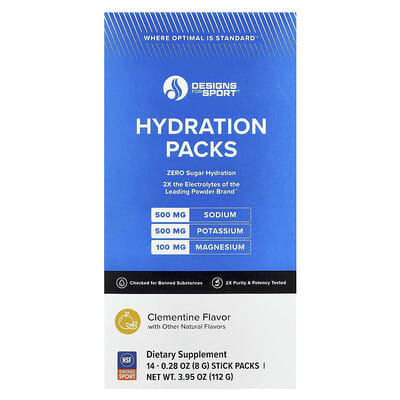 Designs For Sport®, пакеты для гидратации, Clementine, 14 пакетиков, 0.28 oz (8 g) каждый