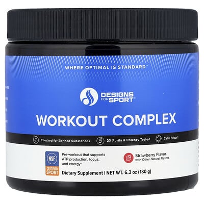 Designs for Sport® предтренировочный комплекс, Strawberry, 6.3 oz (180 g)