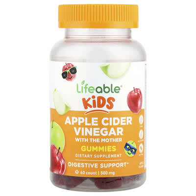 Детские жевательные конфеты Lifeable Apple Cider Vinegar With the Mother, Apple, 60 штук