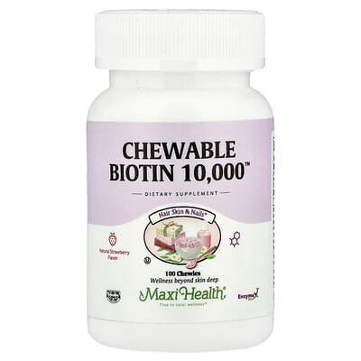 Chewable Biotin 10,000™, Natural Strawberry, 10,000 mcg, 100 Chewies