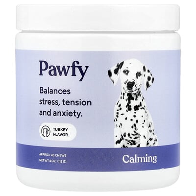 Успокаивающее средство для собак Pawfy, индейка, от 6 месяцев, ок. 45 штук, 4 oz (113 g)