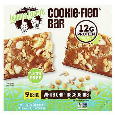 Cookie-Fied® Bar, White Chip Macadamia, 9 Bars, 1.59 oz (45 g) Each