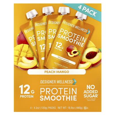 Протеиновый смузи Peach Mango, 4 упаковки, 4.2 oz (120 g) каждая
