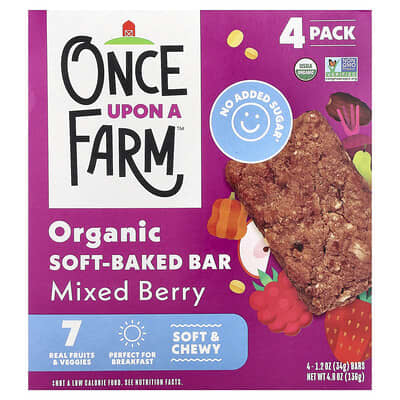 Organic Soft-Baked Bar, Mixed Berry, 4 Bars, 1.2 oz (34 g) Each