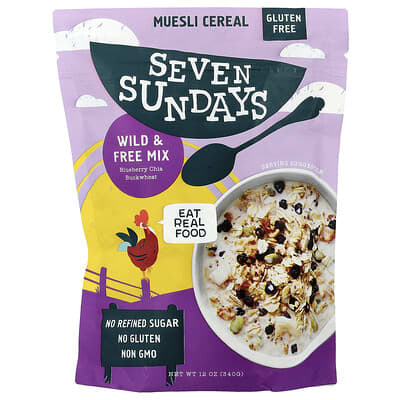 Seven Sundays Мюсли Wild & Free Mix, Blueberry Chia Buckwheat, 12 oz (340 g)