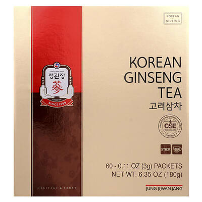 Korean Ginseng Tea, 60 Packets, 0.11 oz (3 g) Each