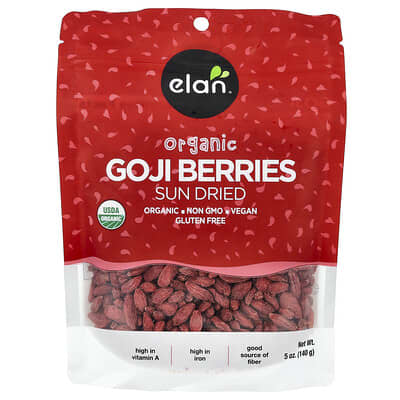 Organic Goji Berries, Sun Dried, 5 oz (140 g)