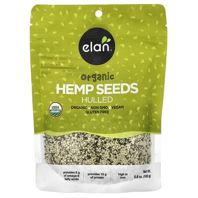 Elan органические семена конопли, очищенные, 5.8 oz (165 g)