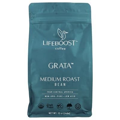 Кофе Lifeboost Coffee, Grata™, Bean, Medium Roast, 12 oz (340 g)