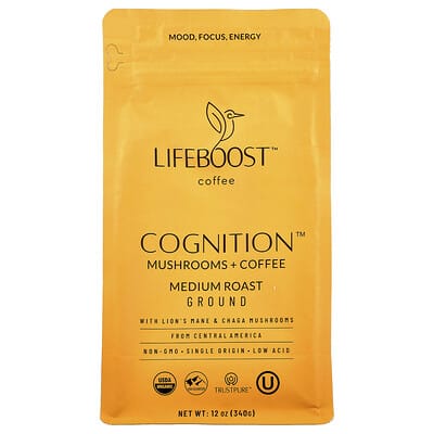 Кофе Cognition™, Mushrooms + Coffee, Ground, Medium Roast, 12 oz (340 g)