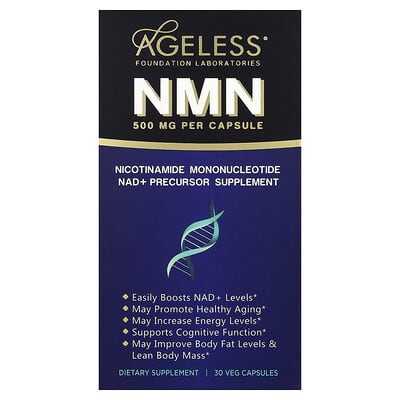 NMN, 500 mg, 30 Veg Capsules