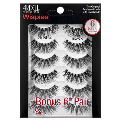 Eyelashes, Wispies, 113 Black, 6 Pairs