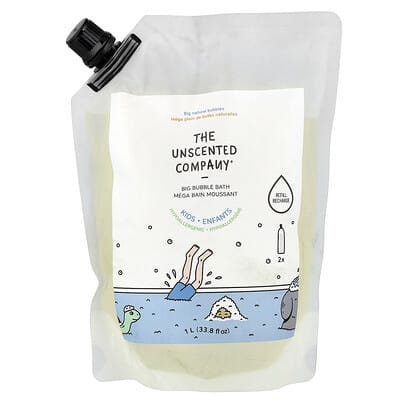 Kids, Big Bubble Bath, Refill, Fragrance Free, 33.8 fl oz (1 l)