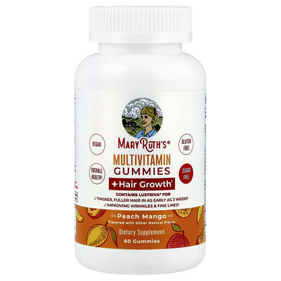 Multivitamin Gummies + Hair Growth, Peach Mango, 60 Gummies